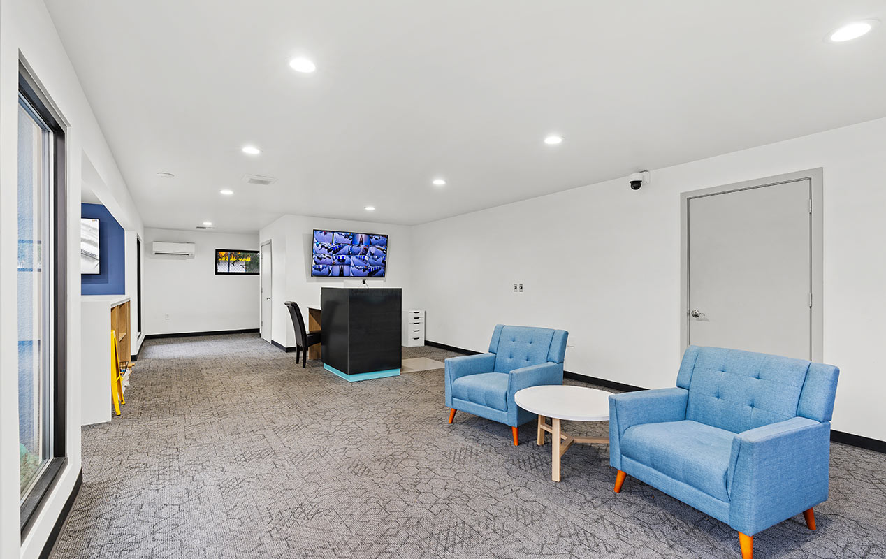 A welcoming lobby and workspace with free WiFi.