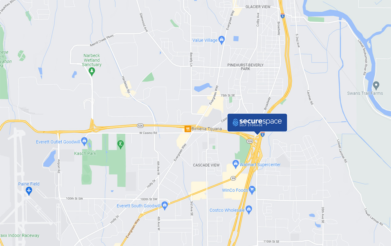 Conveniently located on Broadway where Route 526 meets the I-5.