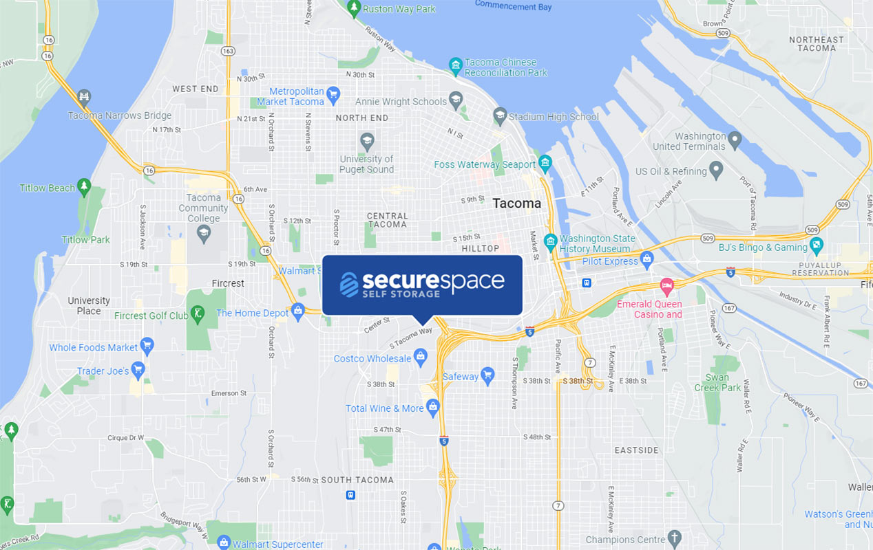 Conveniently located on S Tacoma Way where Route 16 meets the I-5.