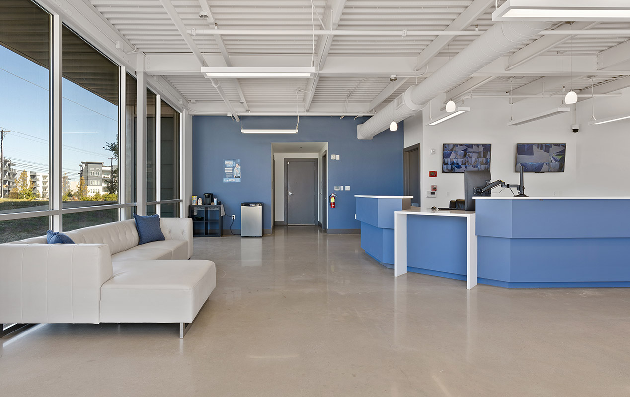 A welcoming lobby and workspace with free WiFi.