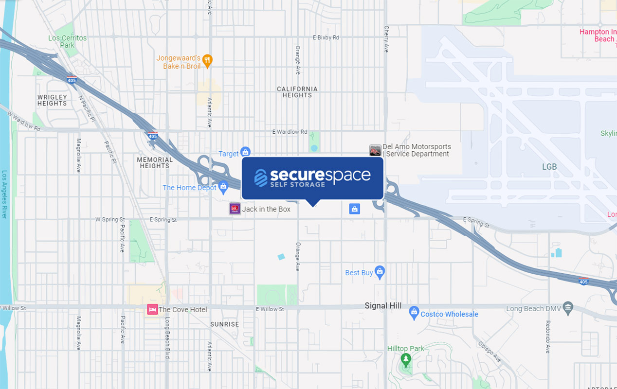 Conveniently located off of Orange Ave, directly accessible from the I-405.