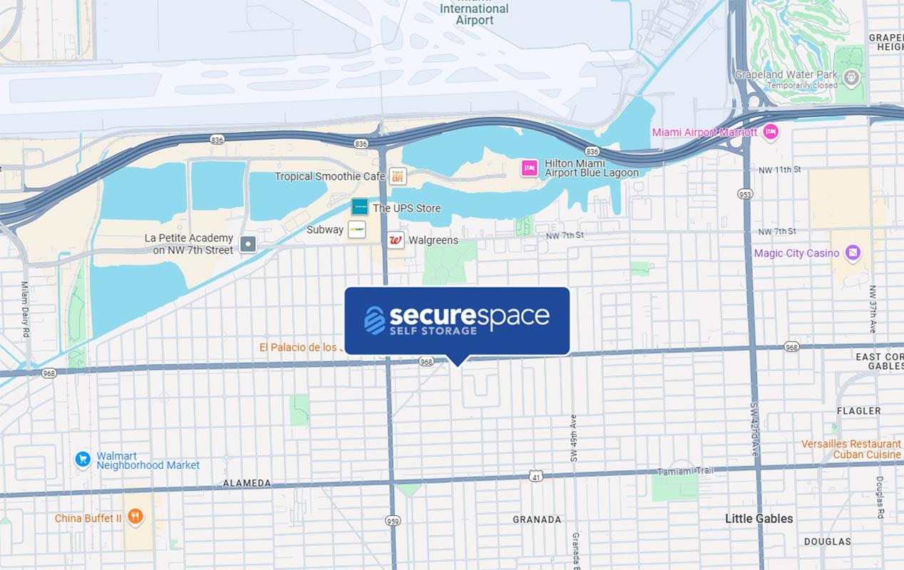 Conveniently located on W Flagler St (Highway 968), just south of the Miami International Airport.