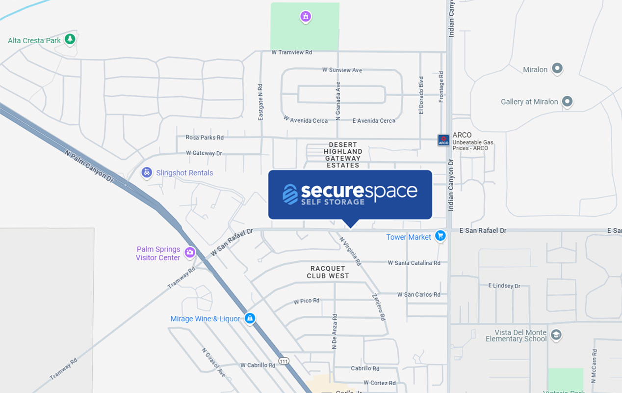 Conveniently located on W San Rafael Dr., directly accessible from Route 111 (N Palm Canyon Dr.).